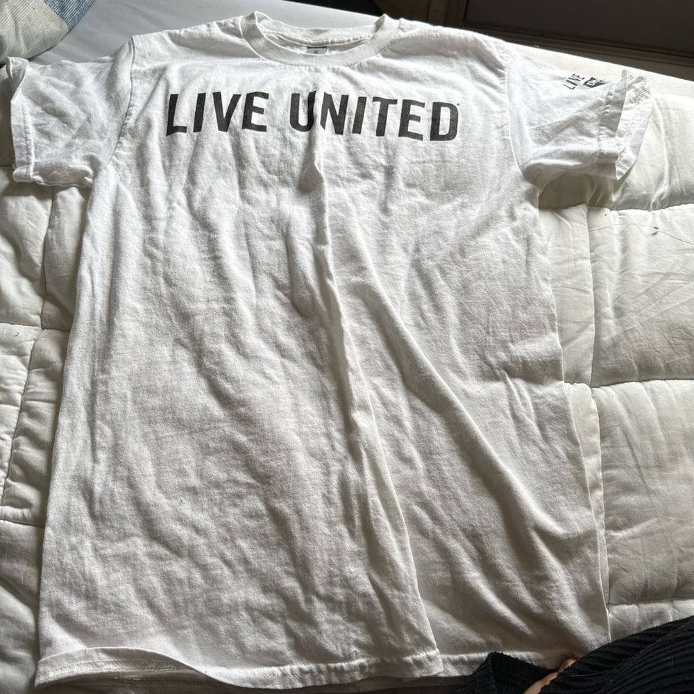 Gildan White Short Sleeve Tee with 'Live United' Print